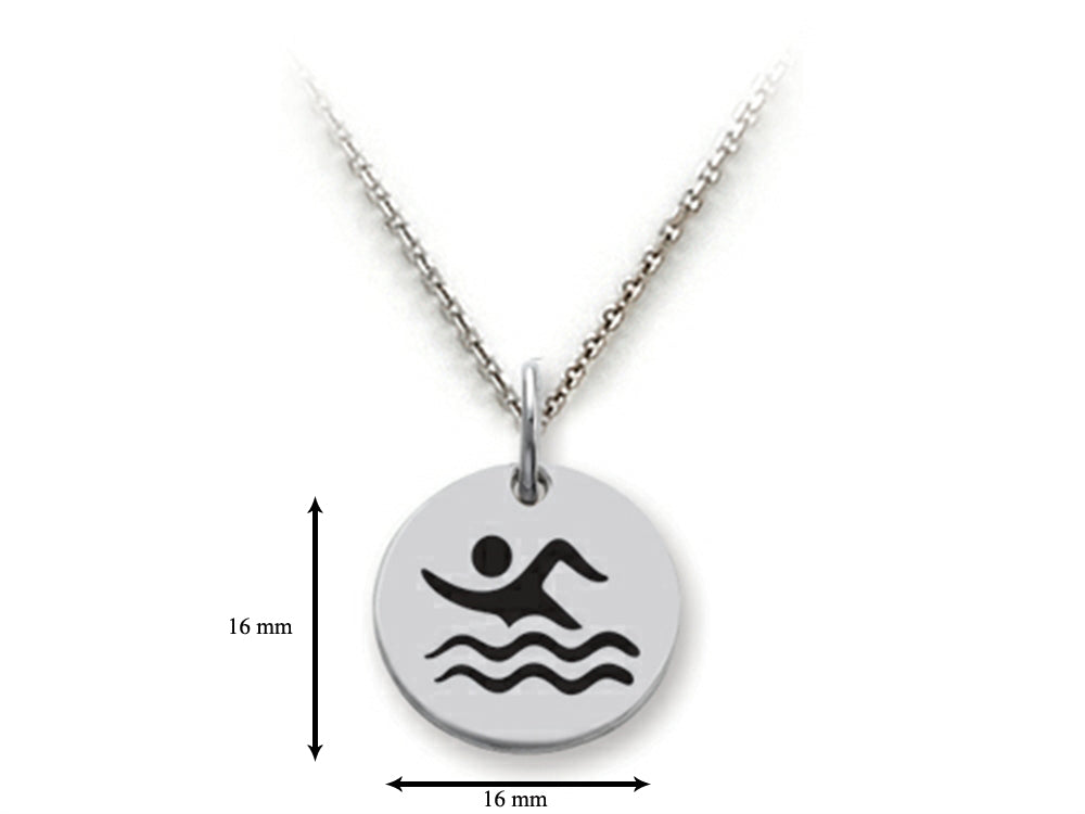 Stellar White 925 Sterling Silver Swimming Disc Pendant Necklace - Chain Included