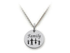 Stellar White 925 Sterling Silver Family Disc Pendant Necklace - Chain Included