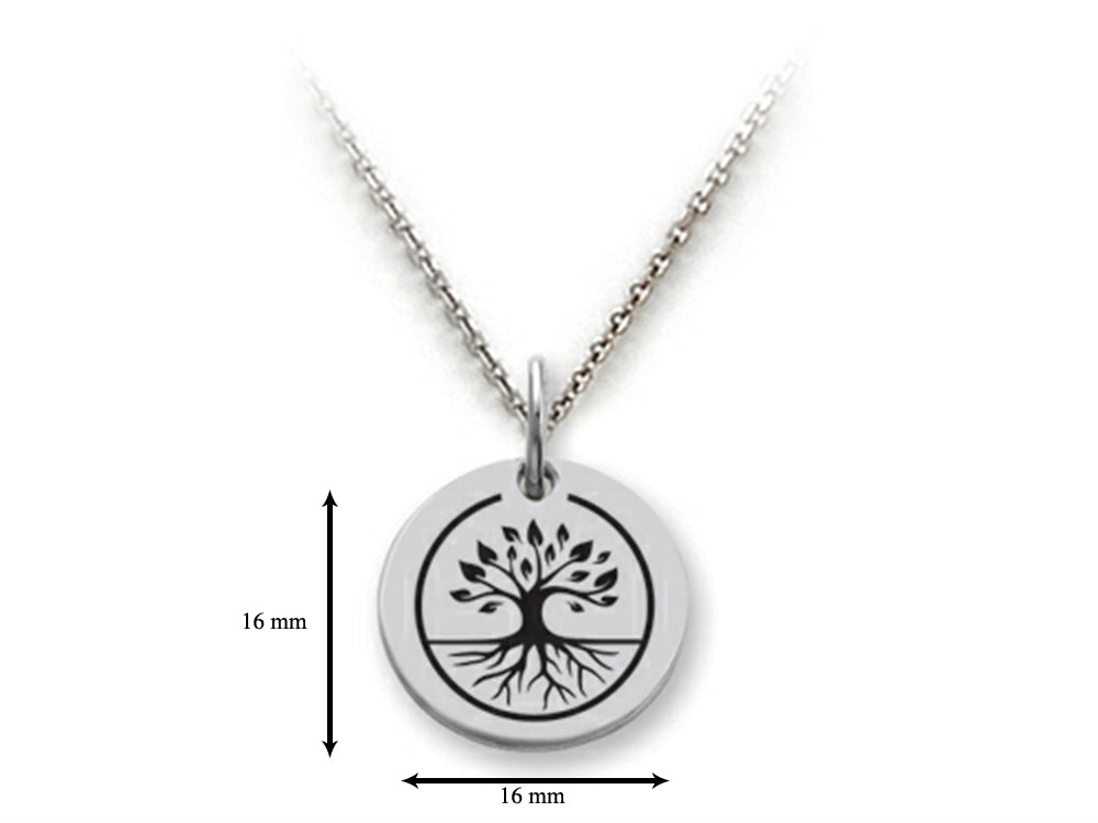Stellar White 925 Sterling Silver Tree Of Life Disc Pendant Necklace - Chain Included