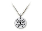 Stellar White 925 Sterling Silver Tree Of Life Disc Pendant Necklace - Chain Included