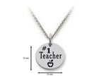 Stellar White 925 Sterling Silver #1 Teacher Disc Pendant Necklace - Chain Included