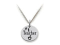 Stellar White 925 Sterling Silver #1 Teacher Disc Pendant Necklace - Chain Included