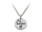 Stellar White 925 Sterling Silver #1 Teacher Disc Pendant Necklace - Chain Included