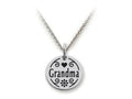 Stellar White 925 Sterling Silver Grandma Disc Pendant Necklace - Chain Included