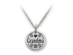 Stellar White 925 Sterling Silver Grandma Disc Pendant Necklace - Chain Included