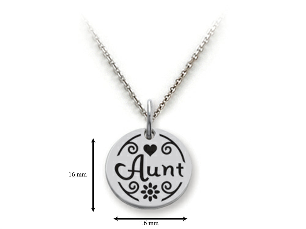 Stellar White 925 Sterling Silver Aunt Disc Pendant Necklace - Chain Included