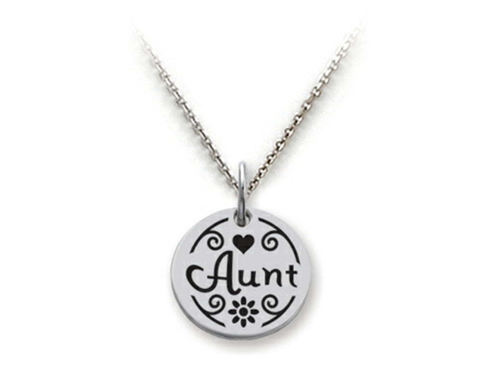 Stellar White 925 Sterling Silver Aunt Disc Pendant Necklace - Chain Included