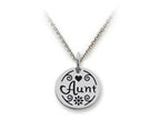 Stellar White 925 Sterling Silver Aunt Disc Pendant Necklace - Chain Included
