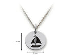 Stellar White 925 Sterling Silver Sailboat Disc Pendant Necklace - Chain Included