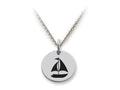 Stellar White 925 Sterling Silver Sailboat Disc Pendant Necklace - Chain Included