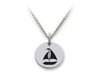 Stellar White 925 Sterling Silver Sailboat Disc Pendant Necklace - Chain Included