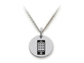 Stellar White 925 Sterling Silver Smartphone Disc Pendant Necklace - Chain Included