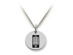 Stellar White 925 Sterling Silver Smartphone Disc Pendant Necklace - Chain Included