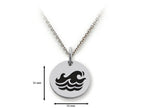 Stellar White 925 Sterling Silver Waves Disc Pendant Necklace - Chain Included