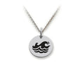 Stellar White 925 Sterling Silver Waves Disc Pendant Necklace - Chain Included