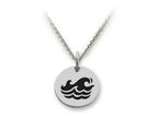 Stellar White 925 Sterling Silver Waves Disc Pendant Necklace - Chain Included