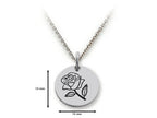Stellar White 925 Sterling Silver Rose Disc Pendant Necklace - Chain Included