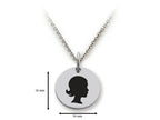 Stellar White 925 Sterling Silver Girl Head Disc Pendant Necklace - Chain Included