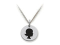 Stellar White 925 Sterling Silver Girl Head Disc Pendant Necklace - Chain Included
