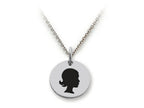 Stellar White 925 Sterling Silver Girl Head Disc Pendant Necklace - Chain Included