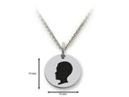 Stellar White 925 Sterling Silver Boy Head Disc Pendant Necklace - Chain Included
