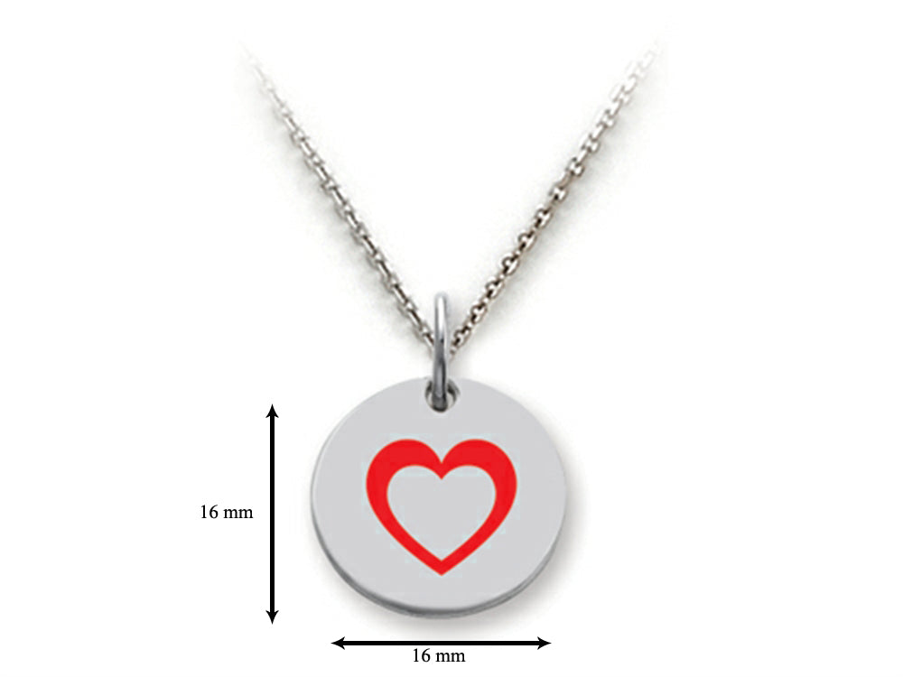 Stellar White 925 Sterling Silver Open Heart Disc Pendant Necklace - Chain Included