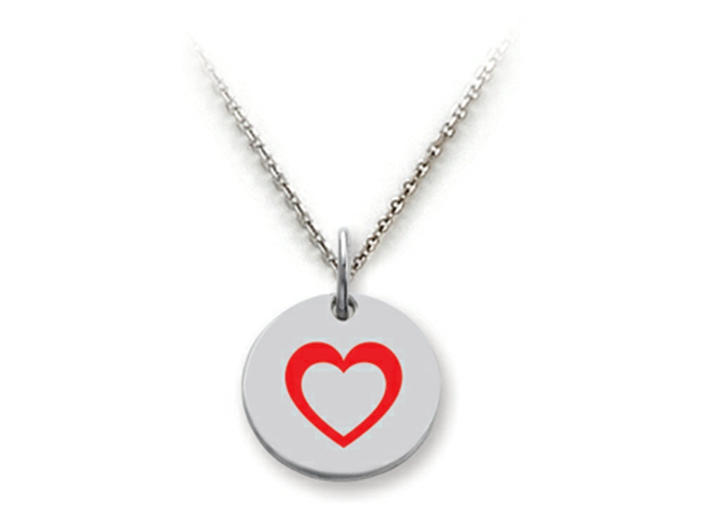 Stellar White 925 Sterling Silver Open Heart Disc Pendant Necklace - Chain Included