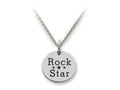 Stellar White 925 Sterling Silver Rock Star Disc Pendant Necklace - Chain Included
