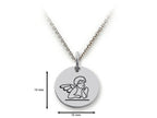 Stellar White 925 Sterling Silver Raphael Angel Disc Pendant Necklace - Chain Included