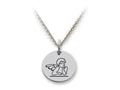 Stellar White 925 Sterling Silver Raphael Angel Disc Pendant Necklace - Chain Included