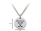 Stellar White 925 Sterling Silver Hockey Mom Disc Pendant Necklace - Chain Included
