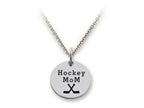 Stellar White 925 Sterling Silver Hockey Mom Disc Pendant Necklace - Chain Included