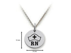 Stellar White 925 Sterling Silver RN Hat Disc Pendant Necklace - Chain Included