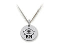 Stellar White 925 Sterling Silver RN Hat Disc Pendant Necklace - Chain Included