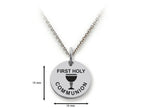 Stellar White 925 Sterling Silver First Holy Communion Disc Pendant Necklace - Chain Included