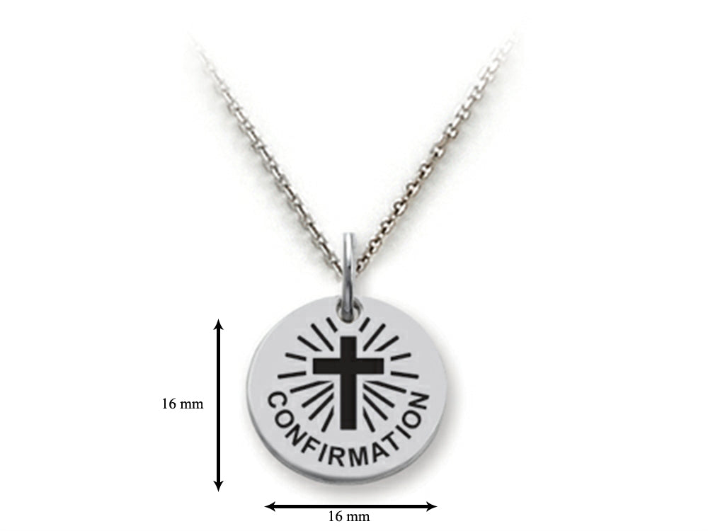 Stellar White 925 Sterling Silver Confirmation Disc Pendant Necklace - Chain Included