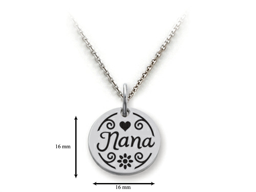 Stellar White 925 Sterling Silver Nana Disc Pendant Necklace - Chain Included