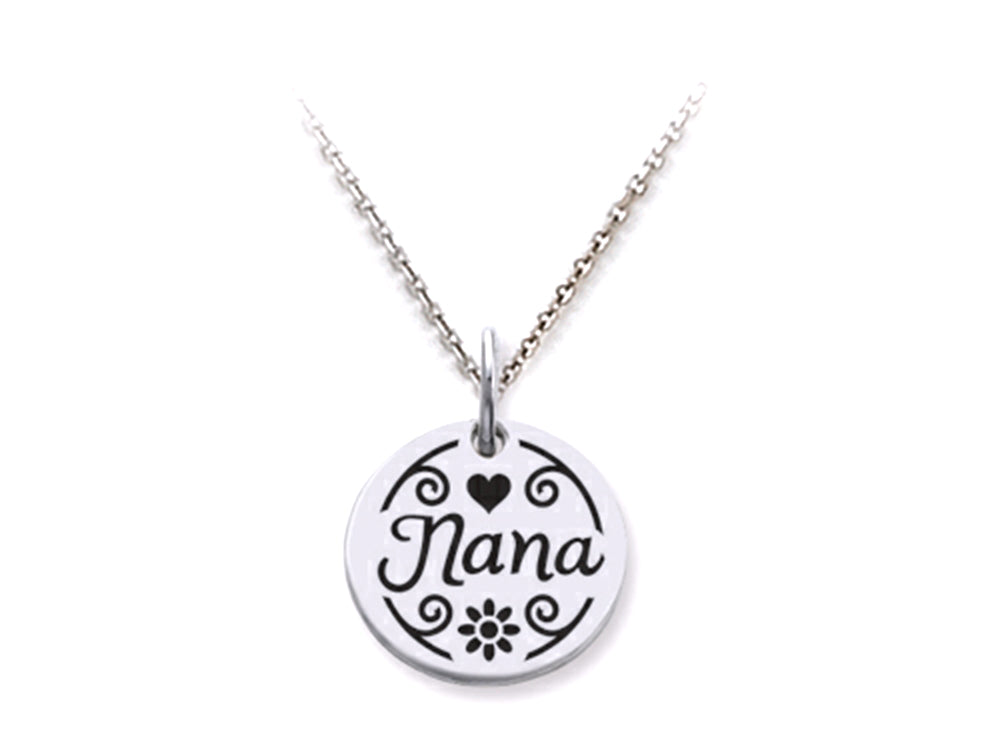 Stellar White 925 Sterling Silver Nana Disc Pendant Necklace - Chain Included