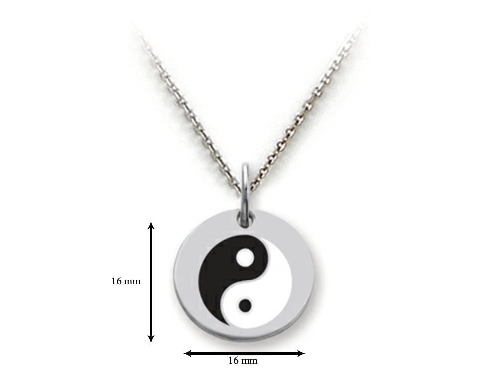 Stellar White 925 Sterling Silver Yin-yang Disc Pendant Necklace - Chain Included