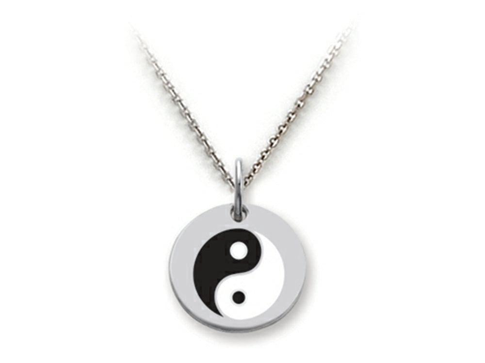 Stellar White 925 Sterling Silver Yin-yang Disc Pendant Necklace - Chain Included