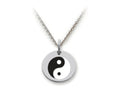 Stellar White 925 Sterling Silver Yin-yang Disc Pendant Necklace - Chain Included