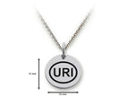 Stellar White 925 Sterling Silver URI Disc Pendant Necklace - Chain Included