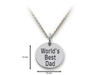 Stellar White 925 Sterling Silver World's Best Dad Disc Pendant Necklace - Chain Included