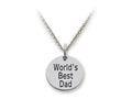 Stellar White 925 Sterling Silver World's Best Dad Disc Pendant Necklace - Chain Included