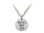 Stellar White 925 Sterling Silver World's Best Dad Disc Pendant Necklace - Chain Included
