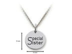 Stellar White 925 Sterling Silver Special Sister Disc Pendant Necklace - Chain Included