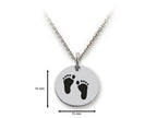 Stellar White 925 Sterling Silver Footprints Disc Pendant Necklace - Chain Included
