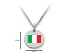 Stellar White 925 Sterling Silver Italy Flag Disc Pendant Necklace - Chain Included