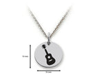 Stellar White 925 Sterling Silver Guitar Disc Pendant Necklace - Chain Included