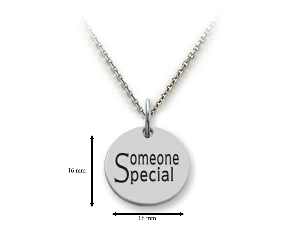 Stellar White 925 Sterling Silver Someone Special Disc Pendant Necklace - Chain Included